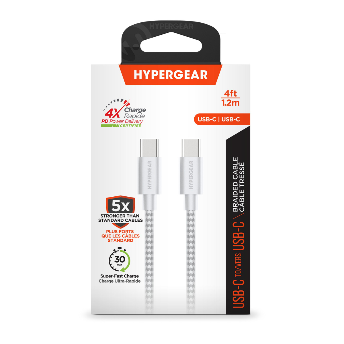 HYPERGEAR USB-C to USB-C Braided Cable 1.2m (4ft)