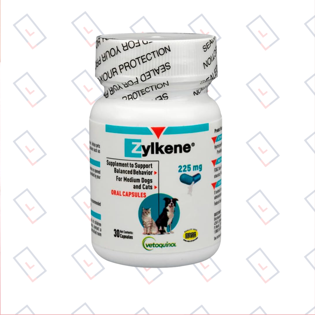 Vetoquinol Zylkene Behavior Support Capsules for Dogs & Cats, 225mg, 30ct – Calming Natural Milk Protein Supplement – Help Pets Cope with Change & Noise-Related Stress – Non-Drowsy – Lactose-Free