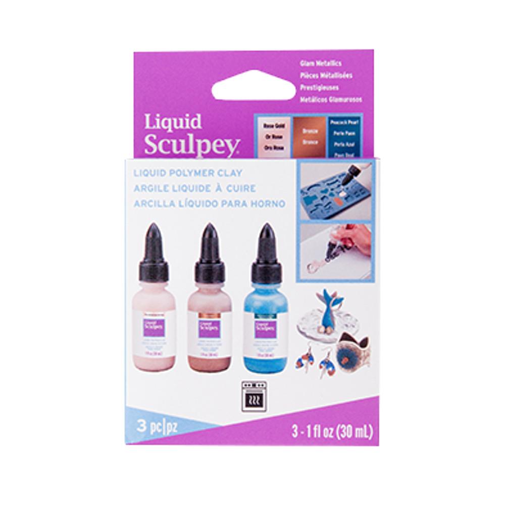 SCULPEY LIQUID POLYMER CLAY MULTI-PACK - GLAM METALLIC COLOURS