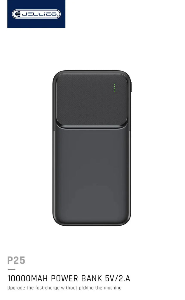 Jellico P25 10000mAh Power bank, Dual USB + PD Type-C, With LED Indicator_Black