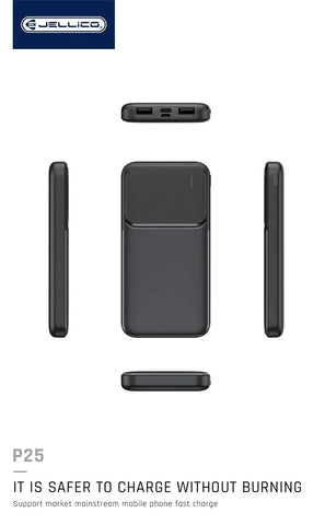 Jellico P25 10000mAh Power bank, Dual USB + PD Type-C, With LED Indicator_Black