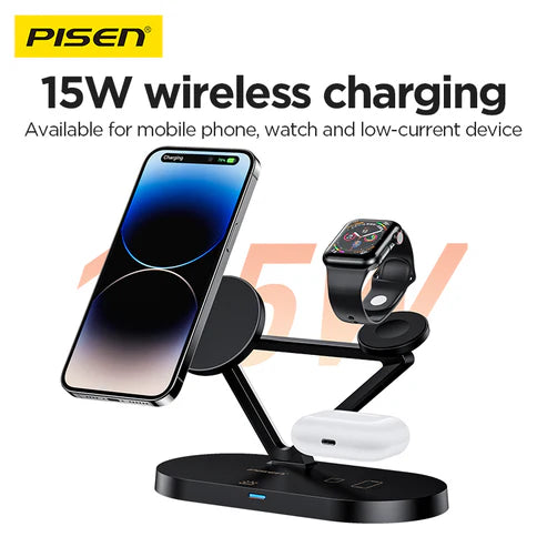 PISEN 3-in-1 Wireless Charging Stand with Night Light TP-C24
