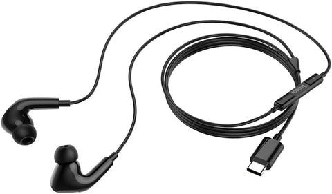 Hoco M101 Pro - Crystal Sound Wire-Controlled Digital Earphones With Microphone, Plug: Type-C, Cable Length: 1.2m, Compatible With Huawei Xiaomi OnePlus iPad Pro/iPad Air With Type-C - Black, Wired