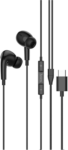 Hoco M101 Pro - Crystal Sound Wire-Controlled Digital Earphones With Microphone, Plug: Type-C, Cable Length: 1.2m, Compatible With Huawei Xiaomi OnePlus iPad Pro/iPad Air With Type-C - Black, Wired
