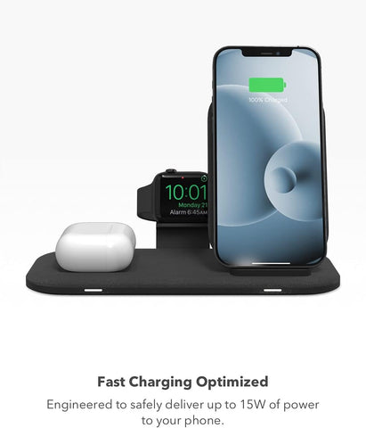 mophie Wireless Charging Stand+ Wireless Charging Stand and pad with USB-A Port. for AirPods, Apple Watch, iPhone, Samsung Galaxy, Qi-Enabled Devices
