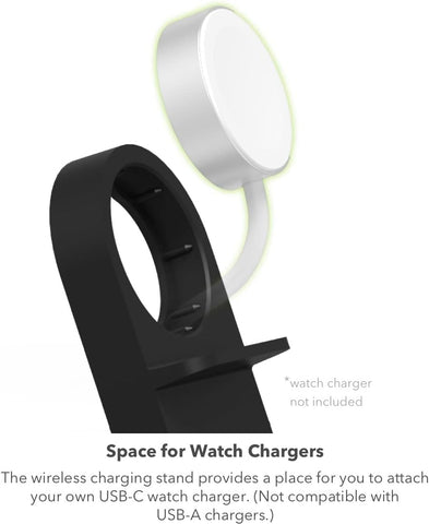 mophie Wireless Charging Stand+ Wireless Charging Stand and pad with USB-A Port. for AirPods, Apple Watch, iPhone, Samsung Galaxy, Qi-Enabled Devices