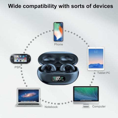 YYK-Q80 Wireless Earbuds Headphones with Earhooks Built-in 350mAh Battery Clip-on Earphone BT5.3 Headset with HiFi Stereo,BT headset