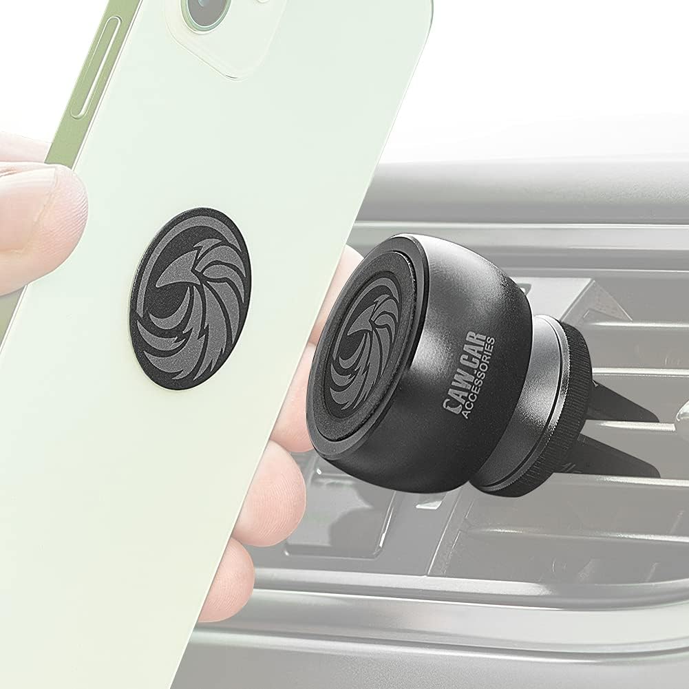 New 2025 Magnetic Air Vent Phone Mount for Car - for Any Smartphone (iPhone, Android Cell Phone, GPS) | Stylish All-Metal One-Hand & One-Sec Phone Car Holder, +100 to Safeness & Comfort