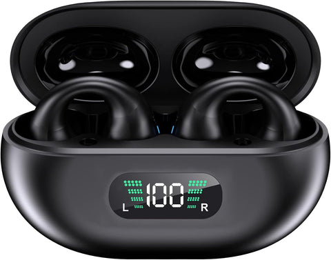 YYK-Q80 Wireless Earbuds Headphones with Earhooks Built-in 350mAh Battery Clip-on Earphone BT5.3 Headset with HiFi Stereo,BT headset