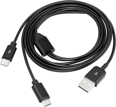 RIIEYOCA Multi Charging Cable, 2 in 1 USB 2.0 A to USB Type C and Micro USB Charging Cable Cord,Power up to 2 Devices at Once from a Single USB Port,1M(Black)