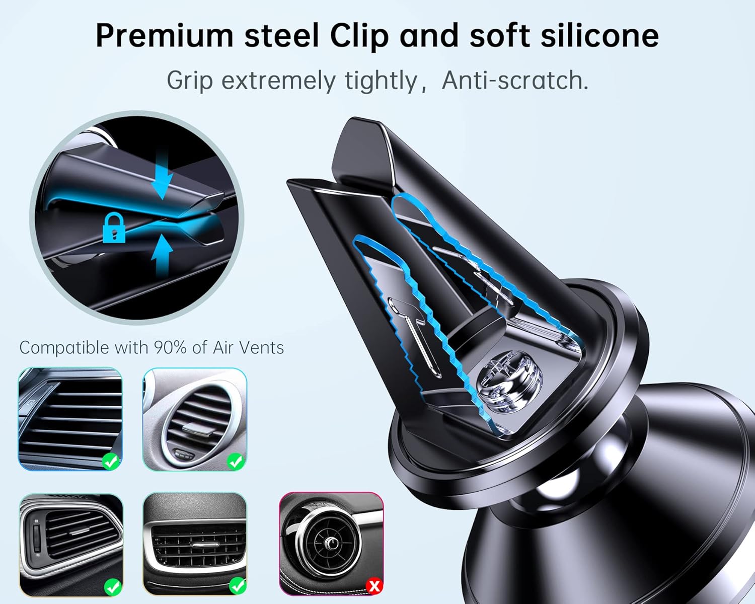 【2-Pack】 Car Vent Magnetic Phone Mount[ Easily Install ] Reusable Magnetic Phone Holder for car Vent air[ Strong Magnet ] [ 360° Rotation ] Fit for iPhone 17 Pro Max 16 15 Samsung & All Cell Phone