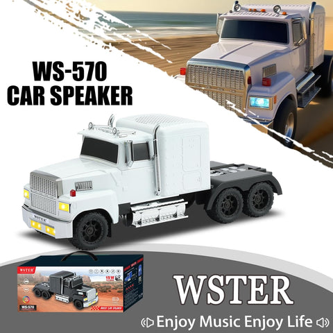 WS-570 Retro American Truck Model Bluetooth Replica Speaker – Portable HD Sound, TWS Stereo,FM Radio,LED Party Lights,Built-in Microphone Hands-Free,Surprise Portable Gift for Car Enthusiasts(White)