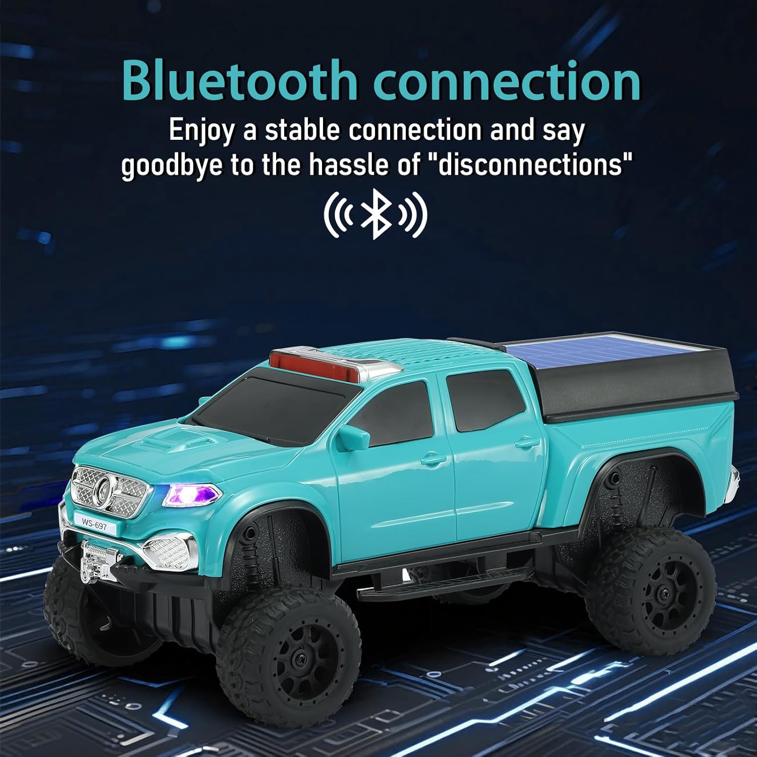 WSTER WS-697 Pickup Truck Bluetooth Replica Speaker – Solar Wireless Car Speaker with LED Lights, TWS Stereo, FM Radio, USB/TF Playback, Hands-Free Call, Type-C Charging, Microphone (Green)