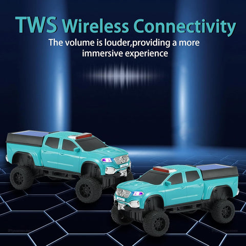 WSTER WS-697 Pickup Truck Bluetooth Replica Speaker – Solar Wireless Car Speaker with LED Lights, TWS Stereo, FM Radio, USB/TF Playback, Hands-Free Call, Type-C Charging, Microphone (Green)