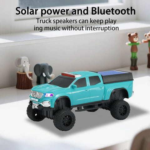 WSTER WS-697 Pickup Truck Bluetooth Replica Speaker – Solar Wireless Car Speaker with LED Lights, TWS Stereo, FM Radio, USB/TF Playback, Hands-Free Call, Type-C Charging, Microphone (Green)