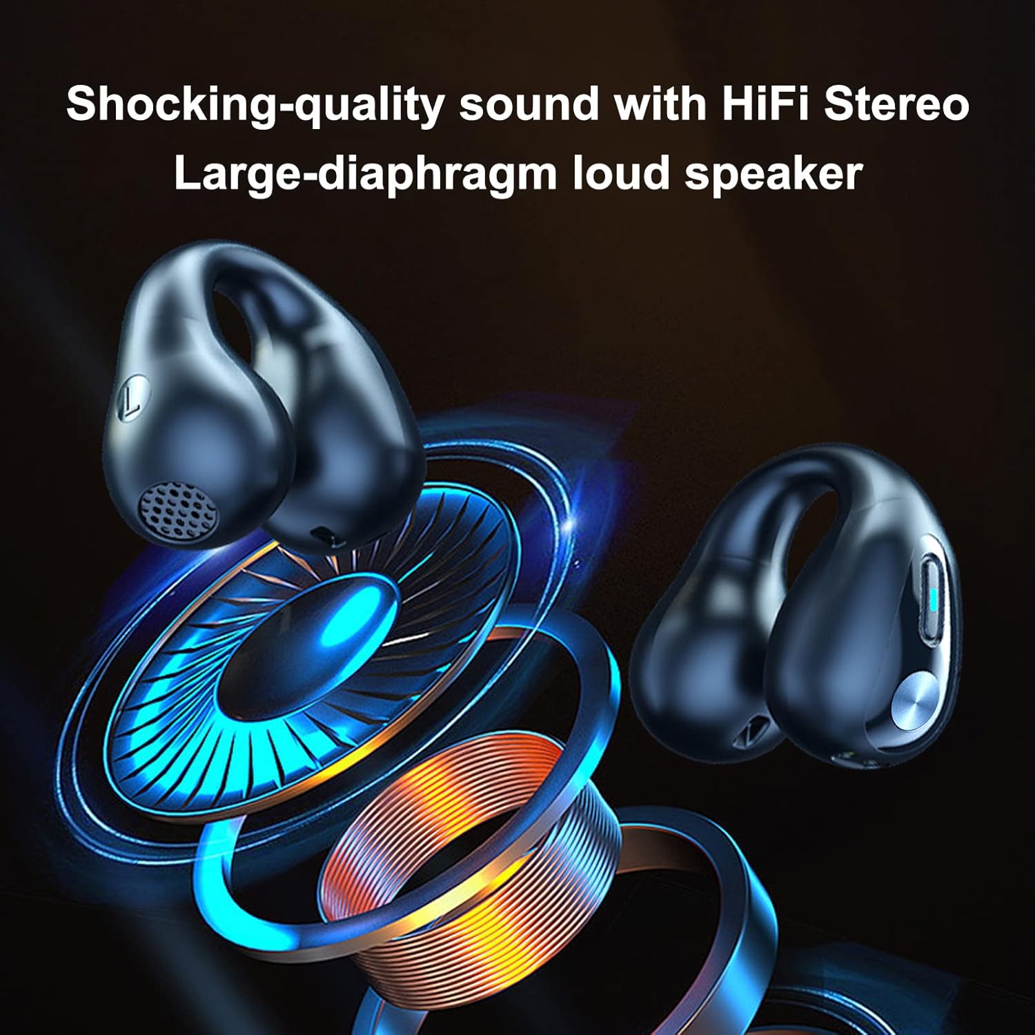 YYK-Q80 Wireless Earbuds Headphones with Earhooks Built-in 350mAh Battery Clip-on Earphone BT5.3 Headset with HiFi Stereo,BT headset