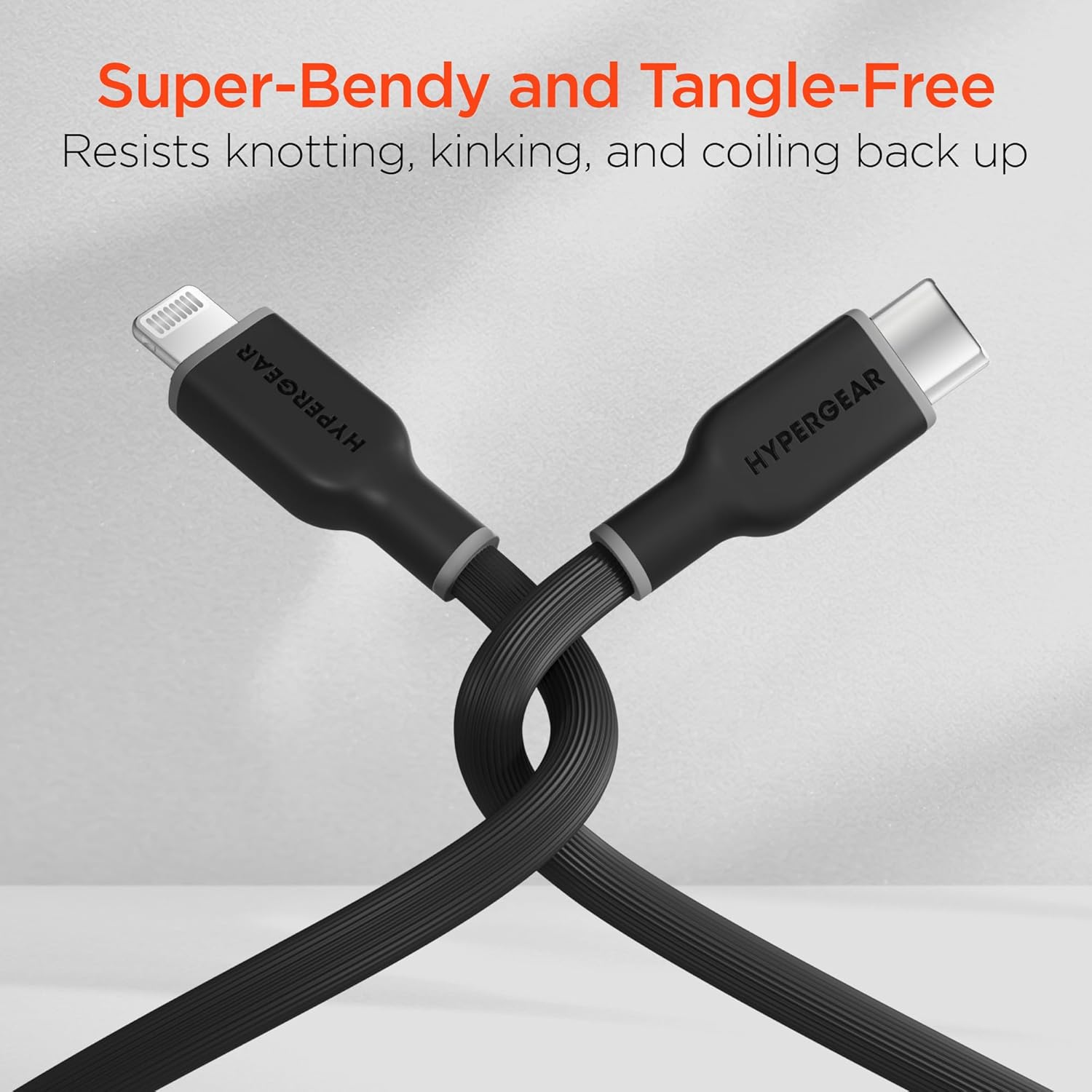 HyperGear iPhone USB-C to Lightning Charging Cable 10ft - MFi Certified 35W PD Fast Charger Cord for iPhones iPads & More [Durable for Daily Use & Travel] (Black)