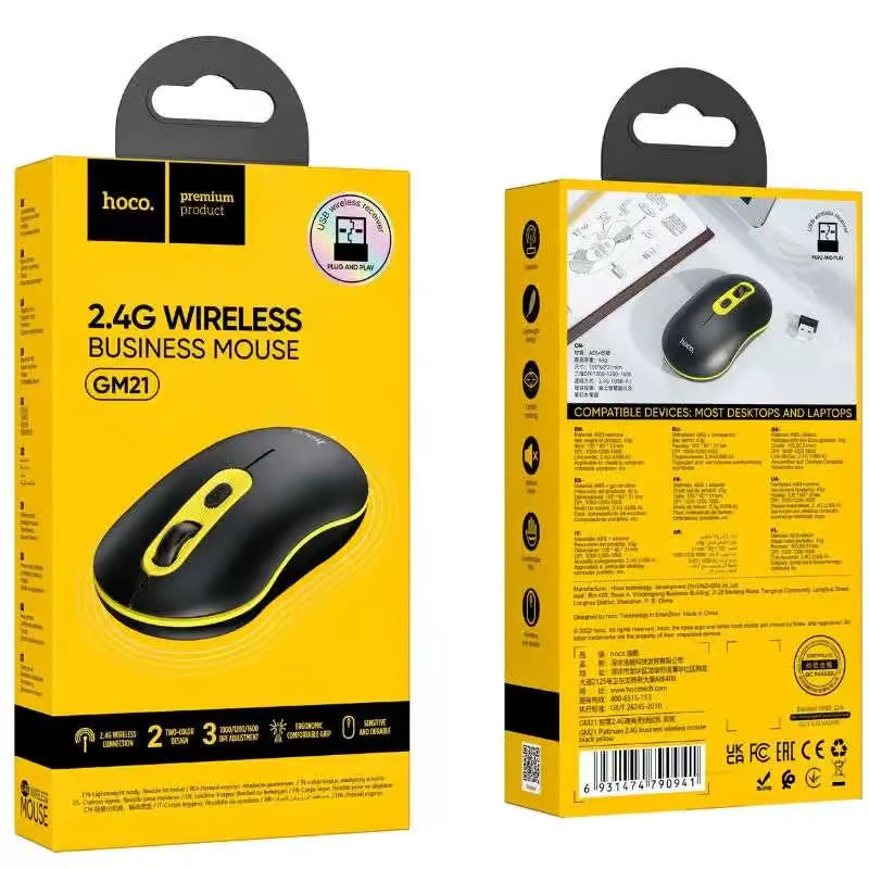 HOCO GM21 Platinum 2.4G Wireless Mouse with 4D Button Plug & Play 10M Range