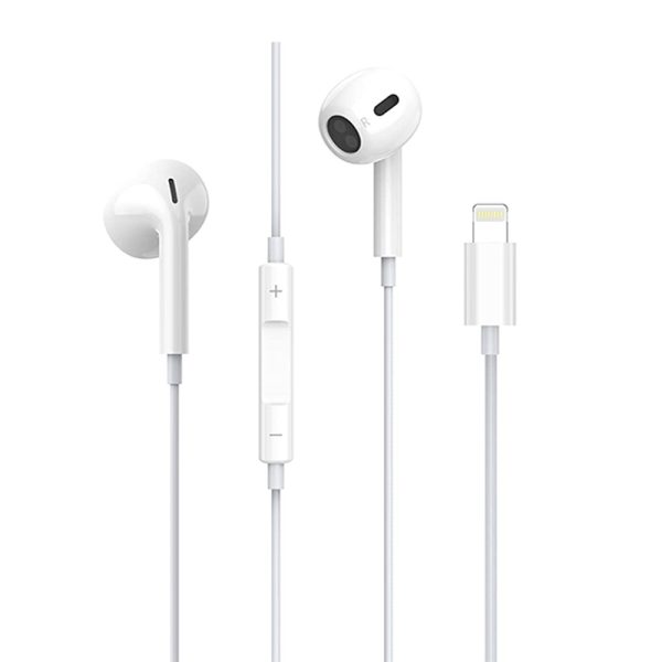 Jellico X14 Wired Lightning Plug Hi-Fi Stereo In-Ear W/Mic+ Volume eraphone_White