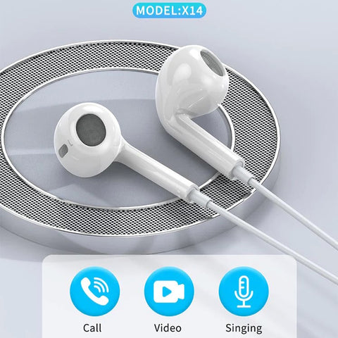 Jellico X14 Wired Lightning Plug Hi-Fi Stereo In-Ear W/Mic+ Volume eraphone_White