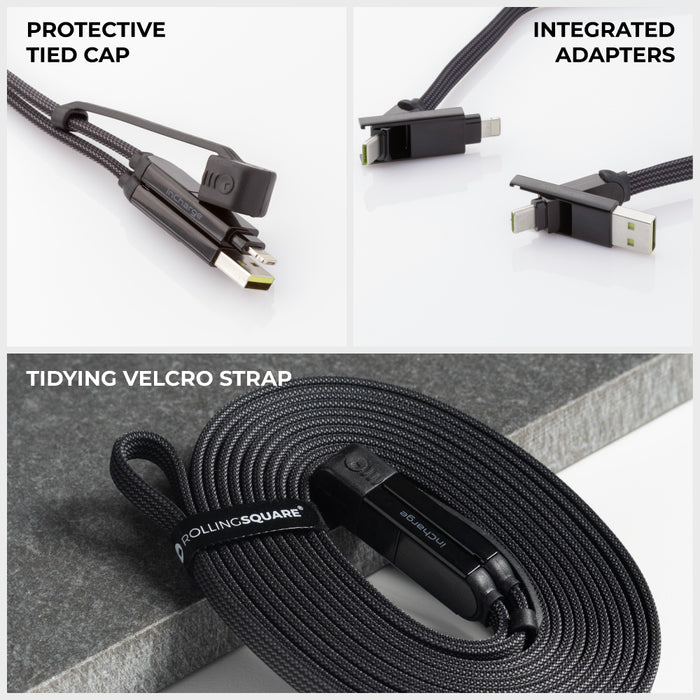 inCharge® XL 3m / 10ft - 100W, 6in1 ultra long cable