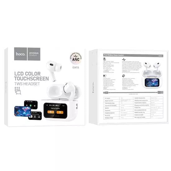 Hoco EW72 LCD Color Touchscreen ANC TWS Headset Earphones