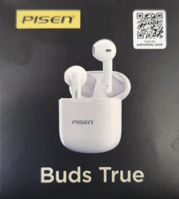 Pisen Buds True Wireless Bluetooth Earphones with Wireless Charging Case White Model: LS03JL- New