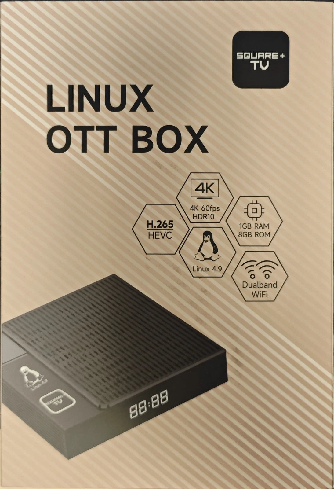 SQUARE+ LINUX OS TV Set-Top Box - 4K HDR Streaming smart 2.4/5G Duo Band WiFi