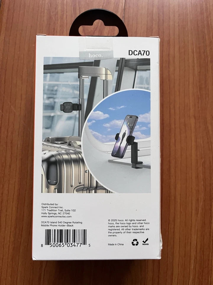 HOCO Universal Foldable Travel Airplane Mount for Cell Phones - Black